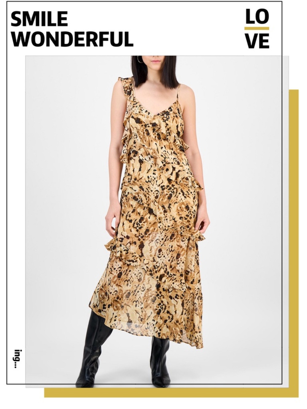 Bar III Sleeveless Leopard-Print Ruffle Tiered Asymmetric Dress XS Boho Y2K